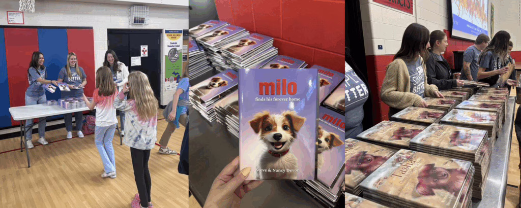 Community Involvement photo of West Michigan Credit Union team memebrs donating books.