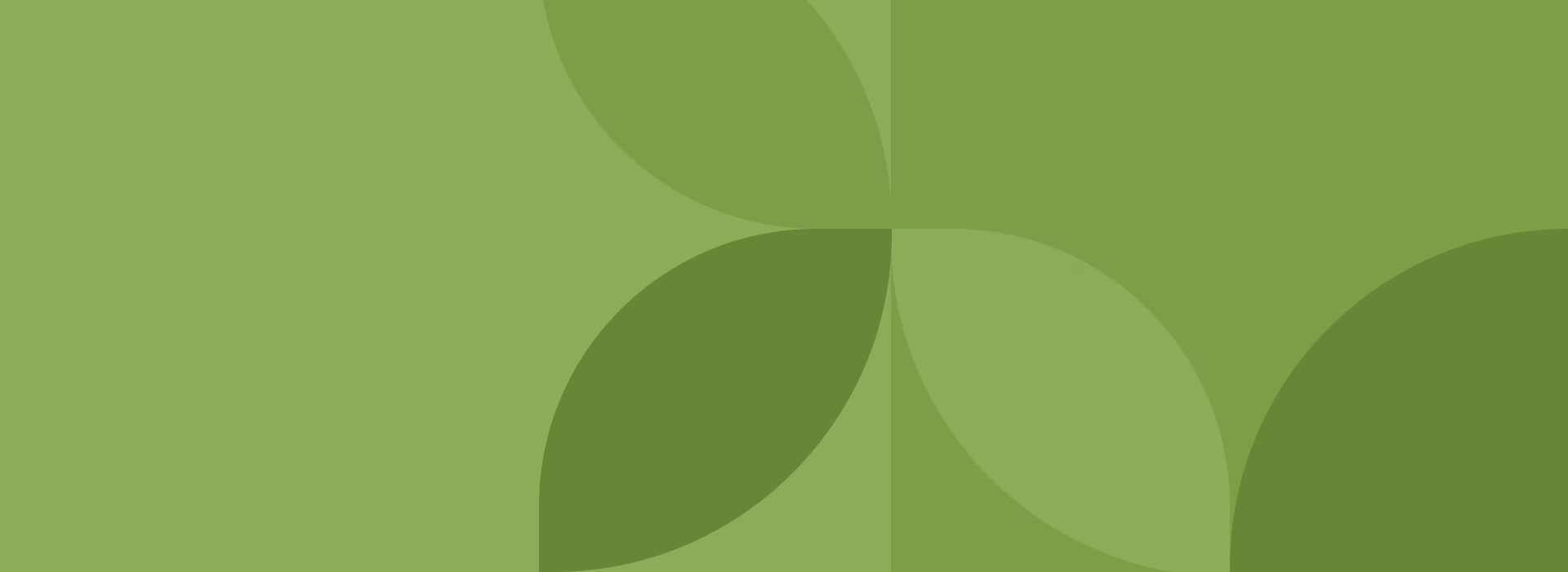 Different shapes in shades of green.